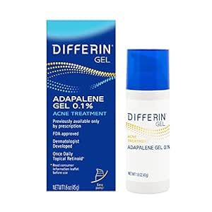 Differin Acne Treatment Gel, 90 Day Supply, Retinoid Treatment for Face with 0.1% Adapalene, Gentle Skin Care for Acne Prone Sensitive Skin, 45g Pump (Packaging May Vary)