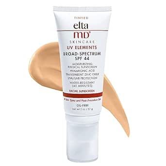 EltaMD UV Elements Tinted Sunscreen Moisturizer, SPF 44 Tinted SPF Moisturizer for Face and Body, Lightweight Oil Free Formula, Great for Using Under Makeup and Sensitive Skin Types, 2.0 oz Tube