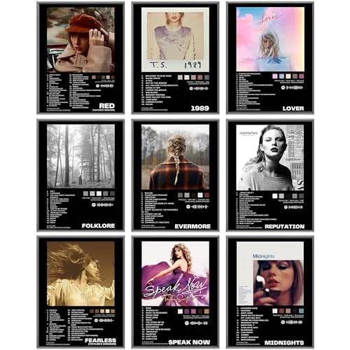 Taylor Album Cover Limited Edition Aesthetic Posters, Swift Gift Merch, Taylor Wall Decor Poster (Set of 9, 8 in x 10 in, Unframed)