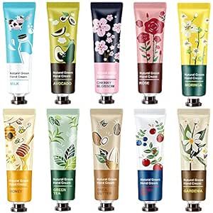 10 Pack Natural Plant Fragrance Moisturizing Hand Cream for Dry Hands, Stocking Stuffers Gift Set With Shea Butter And Aloe For Men And Women,Travel Size Lotion-30ml