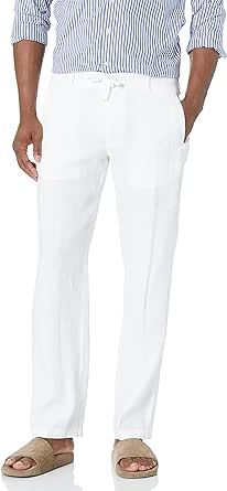 Perry Ellis 100% Linen Drawstring Casual Pants for Men, Regular Fit, Lightweight (Waist Size 29-54 Big & Tall)
