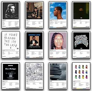 Hiimy Drake Posters Music Album Cover Posters Set of 12 Frameless Teenager Room Decor Aesthetic Size 08x12 inches (20x30cm)