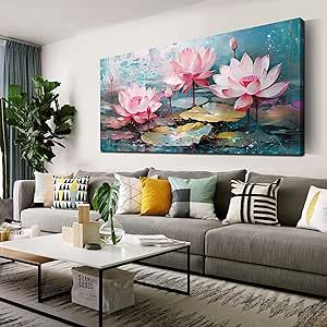 THRLVEART Pink Wall-Art - Botanical Wall Art for Living Room Large Size - Wall Decor for Office Women Ready to Hang Size 30" x 60"
